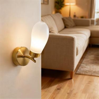 Imagem de OUFULA Berinjela Moderna Lâmpada De Parede LED Personalidade Criatividade Sala Quarto Restaurante Villa Decoração De Casa Corredor Parede Scon (Branco 1 luz)