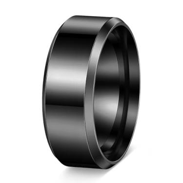 Imagem de Udolfly Alianças de casamento para homens mulheres 4 mm 6 mm 8 mm anéis de titânio altamente polido ouro/preto/prata anéis de compromisso para ele ela, 7, Metal, Sem pedra preciosa