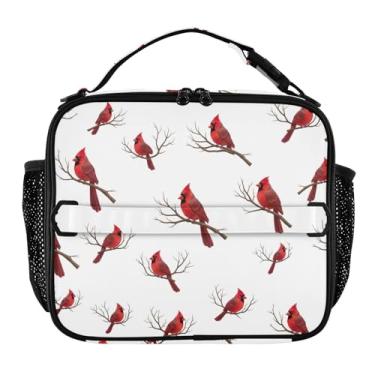 Imagem de Joisal Lancheira de inverno branca da Red Cardinals para mulheres, meninas, lancheira com alça de ombro, masculina, infantil, lancheira para trabalho e adultos, bolsa térmica floral