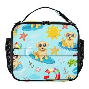 Imagem de Joisal Lancheira fofa dourada azul de verão para mulheres, meninas, lancheira com alça de ombro masculina e infantil, lancheira para trabalho, escola, linda bolsa térmica rosa