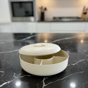 Imagem de Petisqueira Redonda com Tampa 25x9,5cm Divisória Multiuso Plástico Resistente