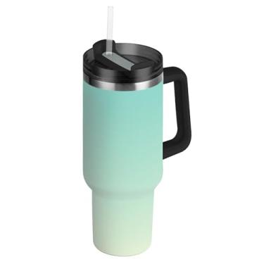Imagem de Joisal Copos de aço inoxidável com tampas e canudos verde azul claro amarelo claro carros caneca de café bebida quente engraçado copo de 850 g com alça garrafas de água isoladas