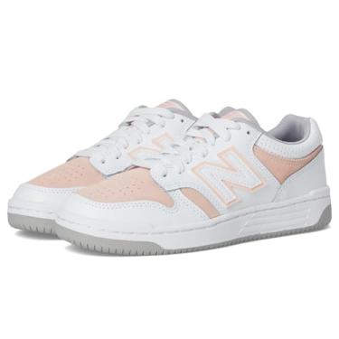 Imagem de New Balance Cadarço para bebês meninos 480 V1, Branco/Rosa Haze, 16