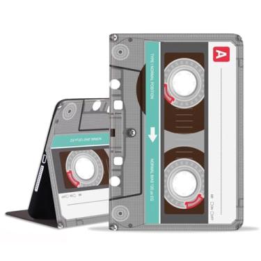 Imagem de POIUYTREW Capa para Samsung Galaxy Tab A11 Plus 2025 / A9 Plus 2023 11 polegadas, capa fólio de couro PU com suporte e despertar/hibernar automaticamente, cassete de música retrô