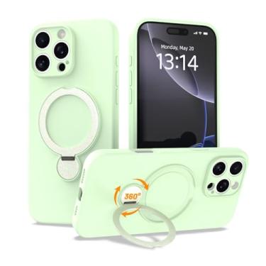 Imagem de IAIYOXI Capa de silicone com rotação de 360° atualizada para iPhone 13 Pro Max com suporte invisível, forro de microfibra macio antiarranhões dentro da capa de telefone com suporte giratório para