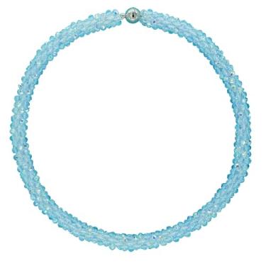 Imagem de Esbbela Colar com contas atadas à mão, conjunto de joias, gargantilha de cristal artificial para mulheres - fio de contas feito à mão, cristal facetado brilhante, Rondelle-43 cm, 30 cores, 17-18 inch