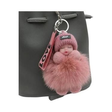 Imagem de Chaveiro De Pelúcia De Bebê Dormindo Com Pompom Fofo Para Mulheres E M