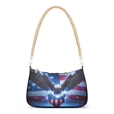 Imagem de Bolsa de ombro de corrente de animal legal Lightning, bolsa feminina Hobo com estampa de águia careca, bolsa média moderna para uso diário e festa