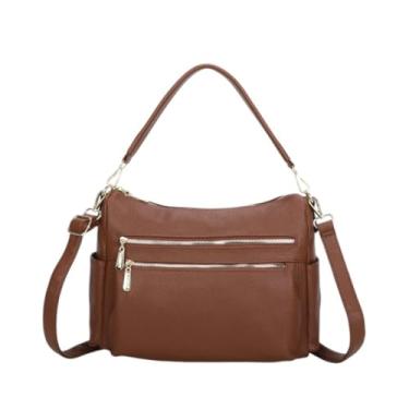 Imagem de Bolsa Feminina Alça Ombro Transversal Tiracolo Couro (Marrom Escuro)