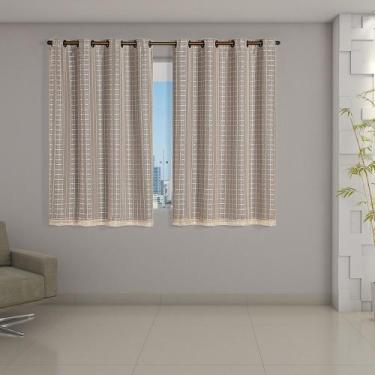Imagem de Cortina Blackout Prata com Voil Xadrez 2,80 m x 1,60 m - RT MAGAZINE, 