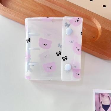Imagem de Mini cute bear Photo Album,Travelers Notebook Cover,Loose Leaf Refillable,3-Rings Transparent Photocard,Storage Binder Bookfor Picture Cards Storage,for Teen Women Home School Travel Road Trip Holiday