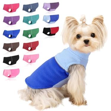 Imagem de Roupas para cães pequenos colete de lã suéter para cães meninos e meninas, casaco quente de lã para cachorros, suéter de chihuahua Ourfit para animais de estimação de inverno - roupas Yorkie (azul