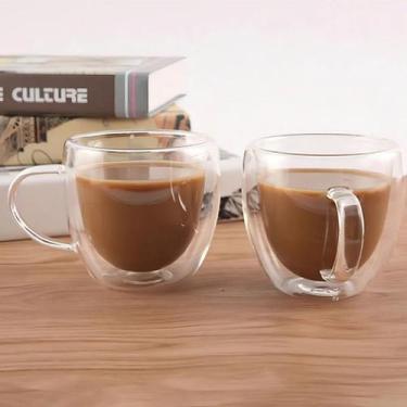 Imagem de Kit de Xícara Café Vidro Fundo Duplo Expresso Chá Peças Luther Home, 2