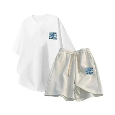 Imagem de Conjunto Casual Masculino Tamanho Grande M-8XL Camiseta Solta E Shorts