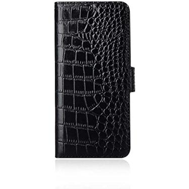 Imagem de BKUANE Capa de telefone flip magnética coldre padrão de crocodilo, para Apple iPhone 14 Pro Case 2022 Função Stend Folio Capa de couro com suporte de cartão, marrom (Cor: Preto)