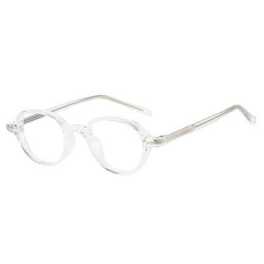 Imagem de Óculos retrô de armação pequena oval com estampa de leopardo, unissex, com rebites (transparência)