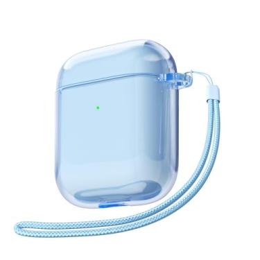 Imagem de Svanove Capa transparente para AirPods com alça, linda capa de plástico rígido transparente para AirPods 1ª 2ª geração com corda, capas protetoras femininas Y2K TPU à prova de choque para mulheres e