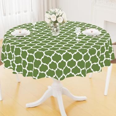 Imagem de Smiry Toalha de mesa redonda de plástico, toalha de mesa de vinil impermeável com forro de flanela para mesas redondas, limpa e à prova de derramamento para jantar, acampamento, ambientes internos e