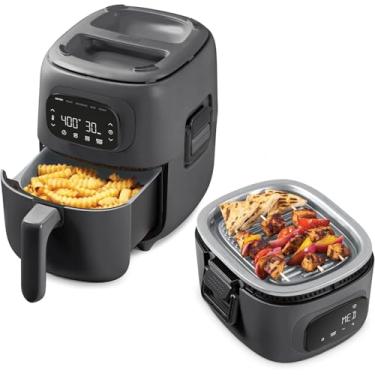 Imagem de Dash Flip & Fry Grelha digital 2 em 1 fritadeira a ar com 5 funções, capacidade de 3 quartos, fritadeira de ar e grelha interior para batatas fritas, asasas, hambúrgueres e muito