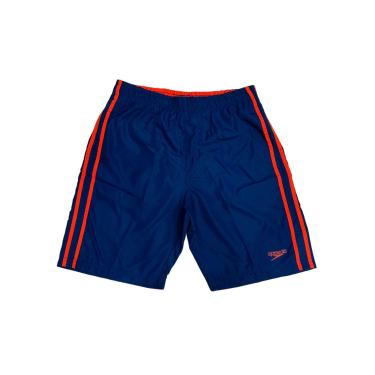 Imagem de Bermuda de Natação, Speedo, Bold, Microfibra com Recortes Contrastantes, tamanho M - Azul/Laranja