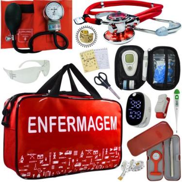Imagem de Kit Enfermagem Aparelho Pressao Esteto Completo Promocao Top - Love Sa