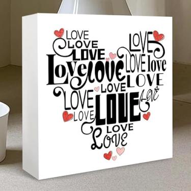 Imagem de Placa de mesa em PVC com coração e preto e branco - decoração romântica do dia dos namorados com corações vermelhos e rosa, doce presente para namorada/namorado