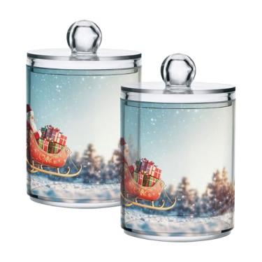 Imagem de xigua Pacote com 4 lindos suportes de Natal para bolas de algodão, cotonete – Frasco de plástico de boticário de armazenamento versátil transparente de 4 ml para banheiro e organização de