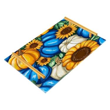 Imagem de xigua Bandeja de banheiro de abóboras de outono com alças bandeja de servir antiderrapante para mesa de centro, organizador de bancada de cabeceira bandeja de decoração de acrílico para decoração de