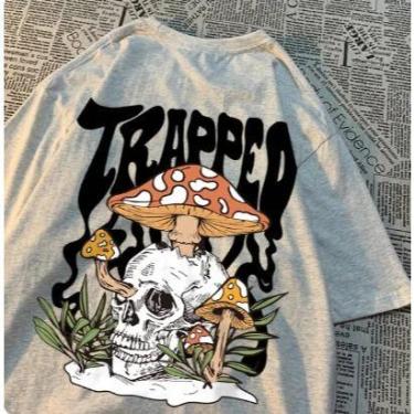 Imagem de Camiseta Costas Trapped Caveira Cabeça Cogumelo Streetwear! - loja din