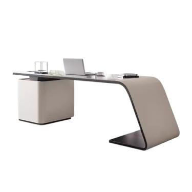 Imagem de hezhuhe2258 Mesa de computador para escritório em casa, luz de luxo, mesa de ardósia, escrita, moderna, simples, chefe de escritório, canto de mesa (180 x 70 x 75 cm)