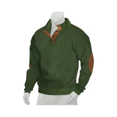 Imagem de Suéter Masculino De Tricô Jacquard Casual De Manga Comprida Com Gola A