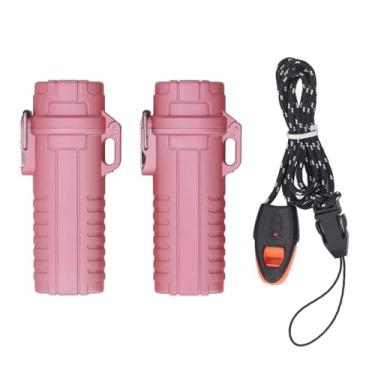 Imagem de Tubo de armazenamento à prova de água Recipiente de plástico hermético com anel de vedação de borracha Equipamento de acampamento portátil compacto para viagem para esportes ao ar (Rosa escuro)