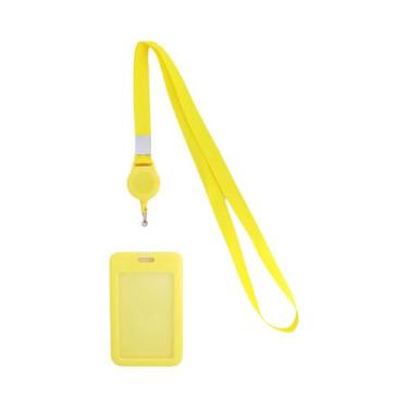 Imagem de Cordão Retrátil De Cor Pura Para Professores Com Porta-Crachá, Alça De