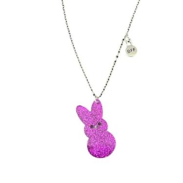 Imagem de Involsionary Colares de coelho fofo Buuny colorido com glitter acrílico Páscoa Amizade Colar para mulheres primavera feriado joia presente, Acrílico, Sem Pedra Preciosa