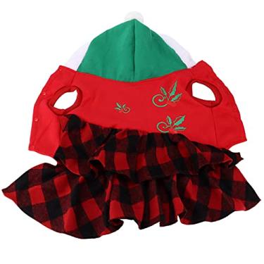 Imagem de CUOFYUNL Natal Cachorro Gato Vestido Quente e Leve Rede Xadrez Outono e Inverno Roupas para Animais de Estimação (XL)