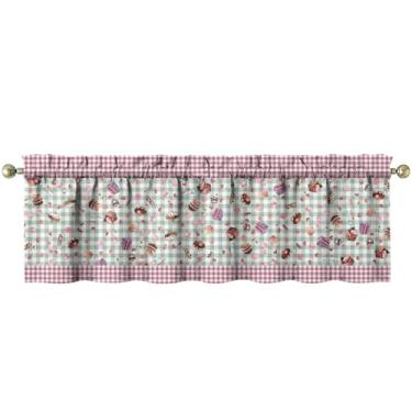 Imagem de Tapesb Bolo de cozinha saia engraçada pequena janela drapeada sobre pia decoração essencial adequado para cozinha, quarto, lavanderia, 45,7 x 137 cm