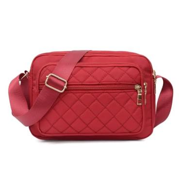 Imagem de Bolsa tiracolo de nylon, leve, elegante, com vários bolsos, multifuncional, grande capacidade, Vermelho