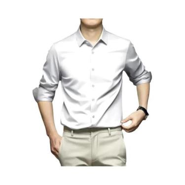 Imagem de Camisa Social Masculina Verde Tamanho Grande 5XL, Não Amassa, Estilo C