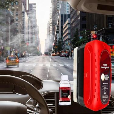 Imagem de Fululuer Escova de limpeza de filme de óleo automotivo, limpador de para-brisa para janelas e vidros de carros, limpador de vidro de visão transparente com revestimento anti-chuva e antiembaçamento