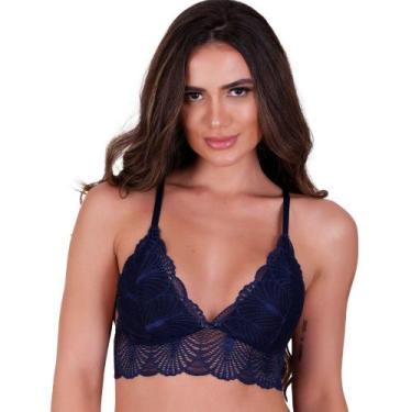 Imagem de Sutiã sem Bojo de Renda Cropped Isis - NAKA MODAS, Azul, G