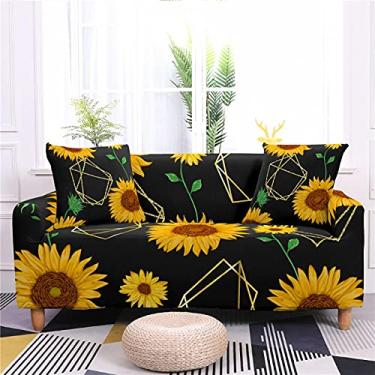 Imagem de Capa de sofá estampada - lindo girassol universal elástico para sofá - lavável e antiderrapante protetor de móveis para G (estilo C 2 lugares 145 185 cm) (estilo E 3 lugares 190 230 cm)