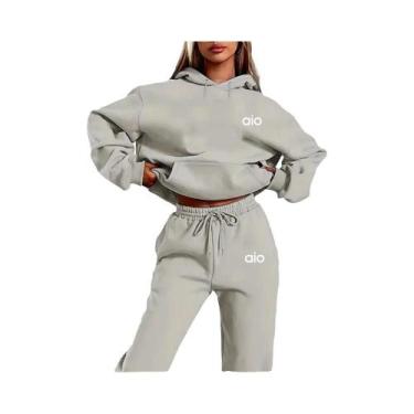 Imagem de Conjunto De Moletom Feminino Monocromático Com Capuz De Alta Qualidade