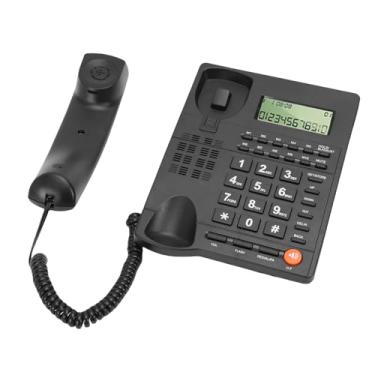 Imagem de Zyyini Telefone Fixo para Idosos, Telefone Com Fio Com Chave Grande, Identificador de Chamadas e Display, 16 Toques, Volume Ajustável, Modo DND, para Home Office Hotel (Preto)