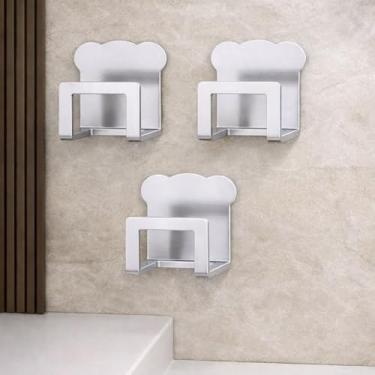 Imagem de Pacote com 3 suportes de esponja de aço inoxidável para pia de cozinha, fácil de instalar, gancho de armazenamento montado na parede para acessórios de cozinha