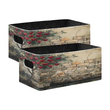 Imagem de xigua Conjunto de 2 caixas de armazenamento de árvore de coração, cubo de armazenamento dobrável, organizador de cestas de armazenamento para decoração de casa, prateleiras de livros, armário