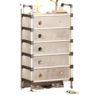 Imagem de Sapateira Vertical Inox Multiuso 5/6/7 Andares – Organizador de Sapatos Modular em Alumínio e Plástico – Estante Compacta para Quarto, Closet e Hall(6 ANDARES)