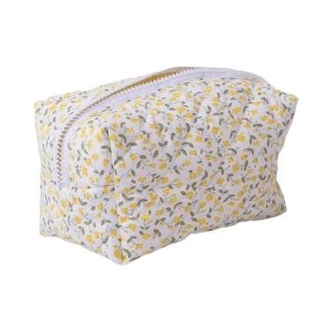 Imagem de Bolsa De Cosméticos Grande Com Estampa Floral, Organizador De Maquiage