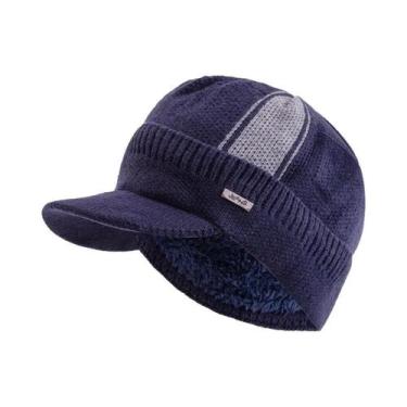 Imagem de Gorro Unissex Quente De Inverno Com Forro De Pelúcia E Malha Grossa Pa