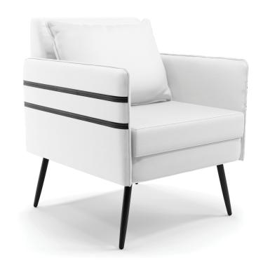 Imagem de Poltrona Mari Corino Branco Pés Palito de Ferro Preto - D'Rossi