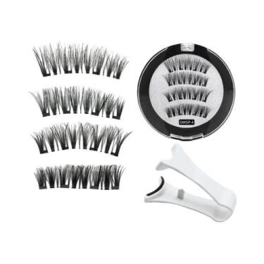 Imagem de Cílios Postiços Magnéticos 3D Naturais Reutilizáveis, Conjunto Com 4 C